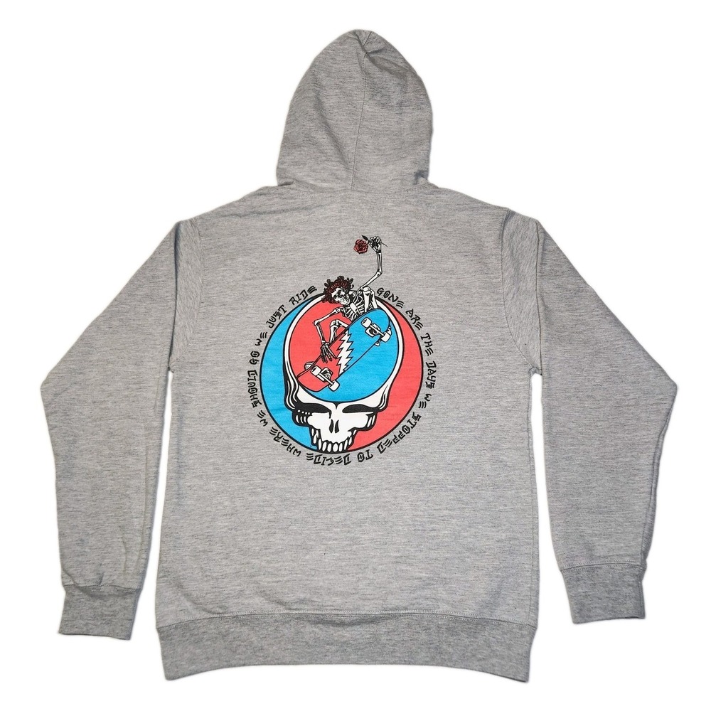 Grateful Dead x Teton Gravity Research TGR Hoodie Gray Small Skull Skate